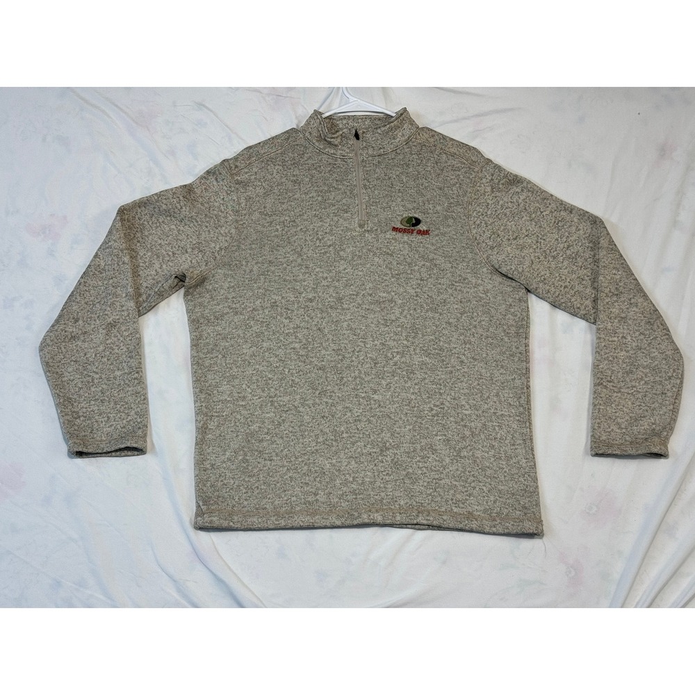 Mossy Oak Mens Quarter Zip Pullover Sweater Fleece Tan Heather Medium 80519